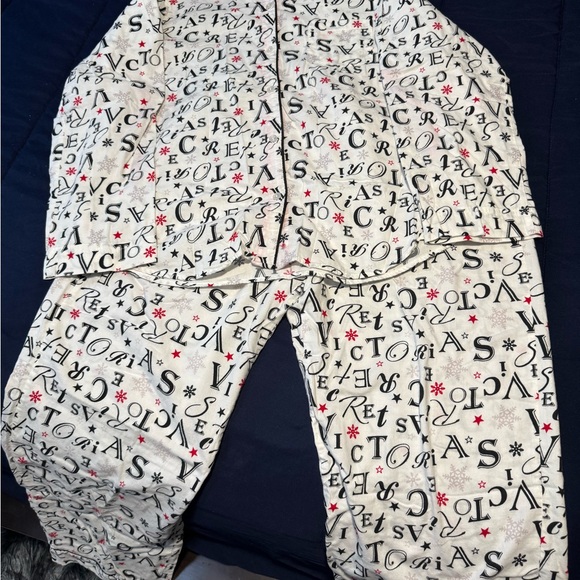 Victoria's Secret White Pajama Set with Black and Red Print - Picture 3 of 4